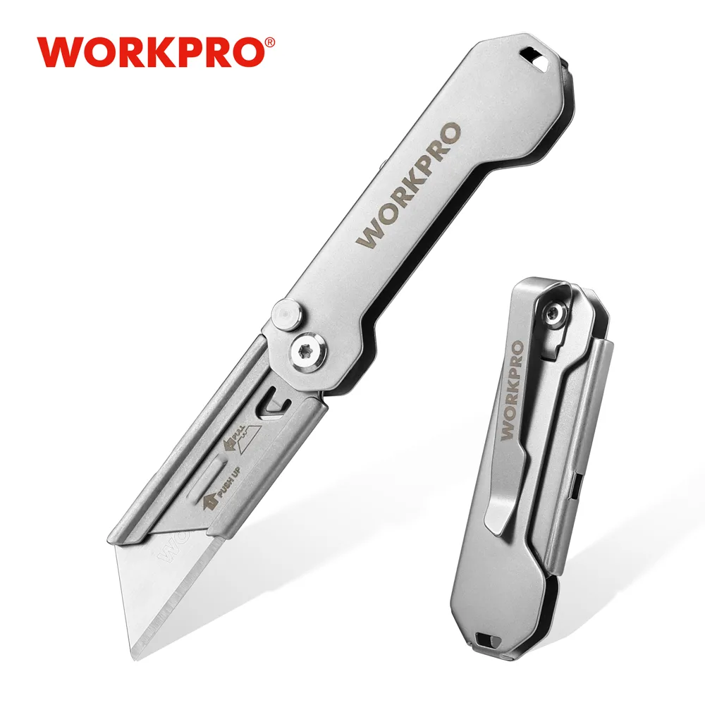 WORKPRO-Folding Pocket Utility Knife, Stainless Steel, Quick Change, Paper Cutter, Camping, Tourist DIY Hand T