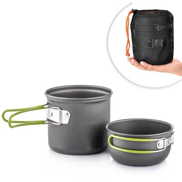 Ultralight Camping Pot Set: Camping Cookware Mess Kit (Outdoor Cooking Tableware) – for Hiking, Trekking, Picn