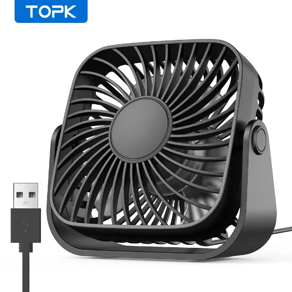 TOPK 4Inch USB Mini Portable Fan for Camping,3 Speeds Quiet Desk Table Personal Fan,360°Adjustment Standing Fa