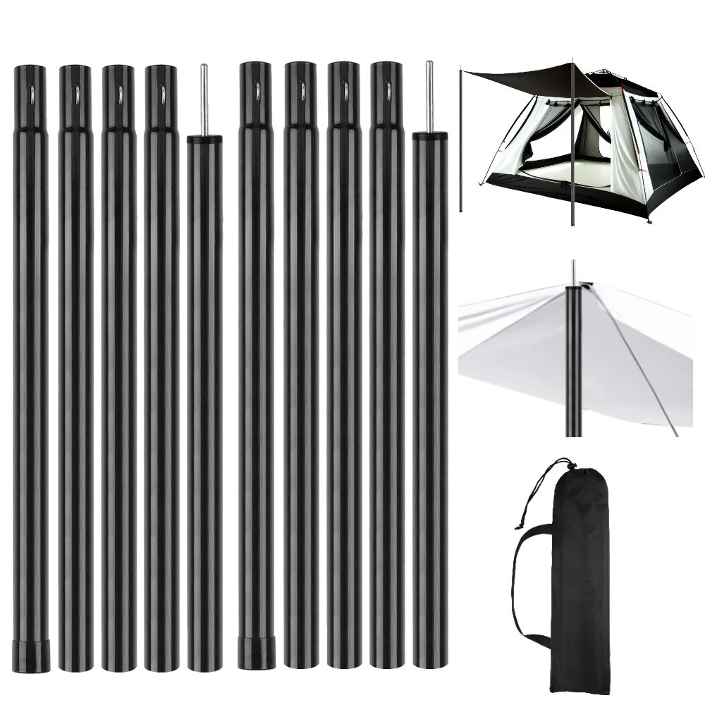 Telescopic Tent Poles Set of 2 Universal Adjustable Aluminium Camping Awning Poles Sun Sail Shelter Rods Tarp