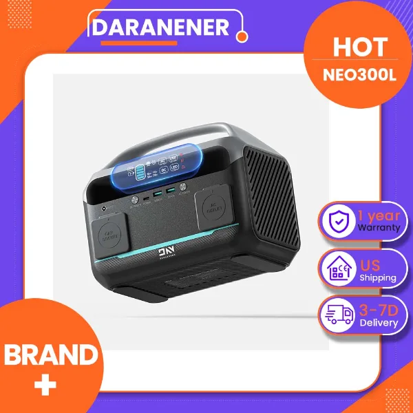 Daranener NEO300L 350W Portable Power Station, 288Wh LiFePO4 Battery, 600W Surge, 7-Port Fast Charging, PD 60W