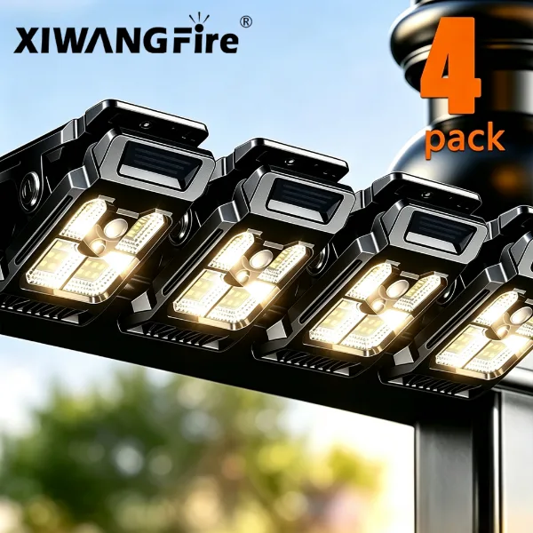 1-4PCs Solar Clamp on Sensor Motion Lights Outdoor Waterproof Work Light 3 Lighting Mode Camping Lamp Fence Wa