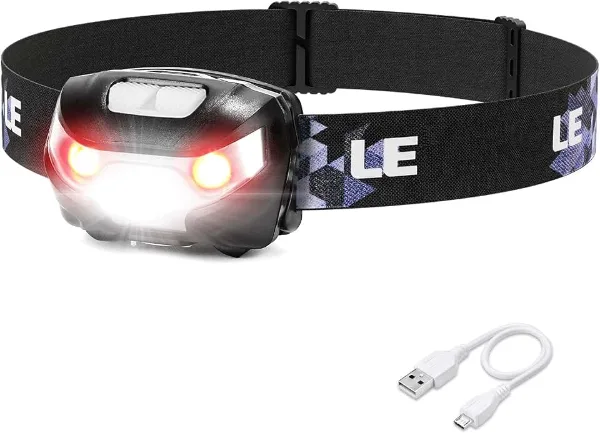Lepro LED Headlamp Rechargeable IPX4 Waterproof Headlight 5 Modes - Black | USB Cable Included,Super bright,Mu