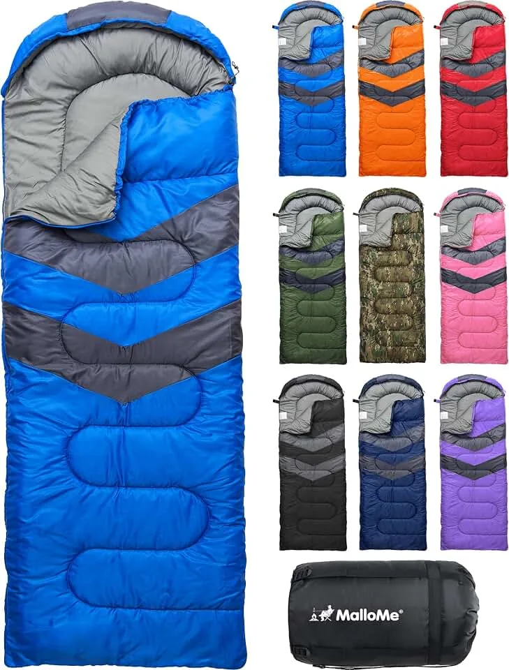 MalloMe Sleeping Bags for Adults Cold Weather & Warm - Backpacking Camping Sleeping Bag for Kids 10-12, Girls,
