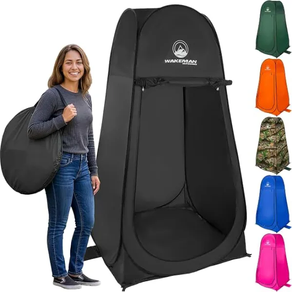 Wakeman Pop Up Changing Tent, 3.3 x 3.3 x 6.2ft, Camping Shower Tent for Portable Toilet Stall or Dressing Roo