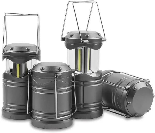 Lichamp LED Camping Lantern, 4 Pack Battery Powered Flashlight for Power Outages, Portable Collapsible Hanging