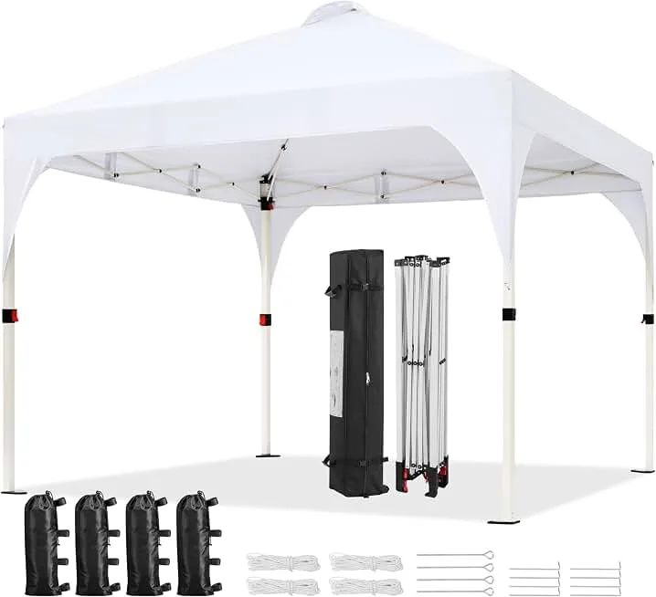 Yaheetech 10x10 Pop Up Canopy Tent with Vent, Easy Set Up Tent, Instant Sun Shelter Canopy with Wheeled Bag, 4