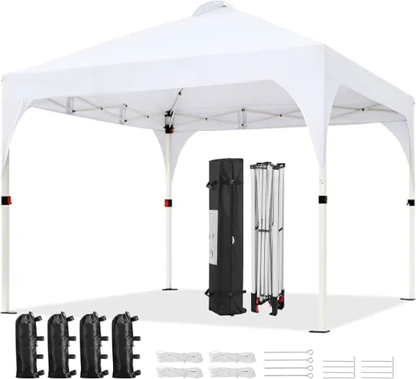 Yaheetech 10x10 Pop Up Canopy Tent with Vent, Easy Set Up Tent, Instant Sun Shelter Canopy with Wheeled Bag, 4