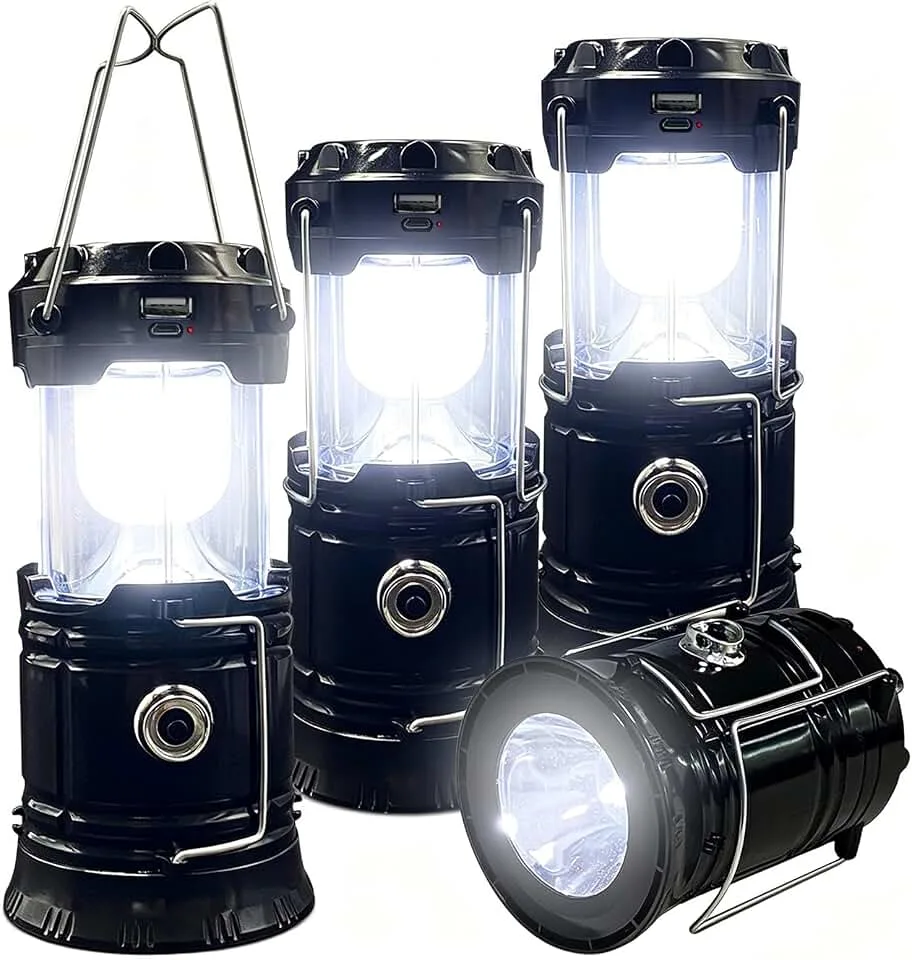 Collapsible Portable LED Camping Lantern XTAUTO Lightweight Waterproof Solar USB Rechargeable LED Flashlight S