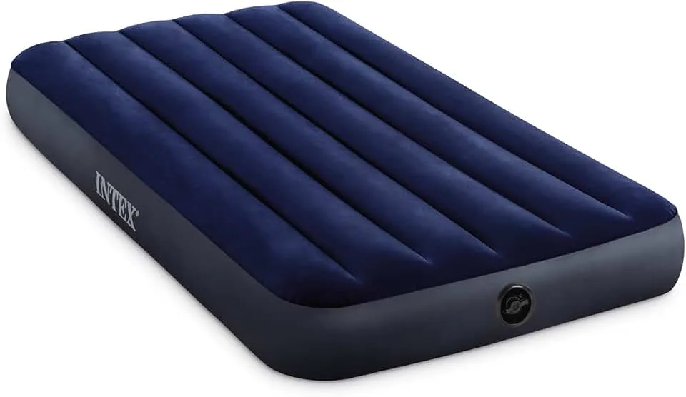 Intex 64757E Dura-Beam Standard Downy Air Mattress: Fiber-Tech - Twin Size - 10in Bed Height - 300lb Weight Ca