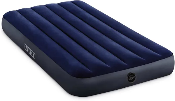 Intex 64757E Dura-Beam Standard Downy Air Mattress: Fiber-Tech - Twin Size - 10in Bed Height - 300lb Weight Ca