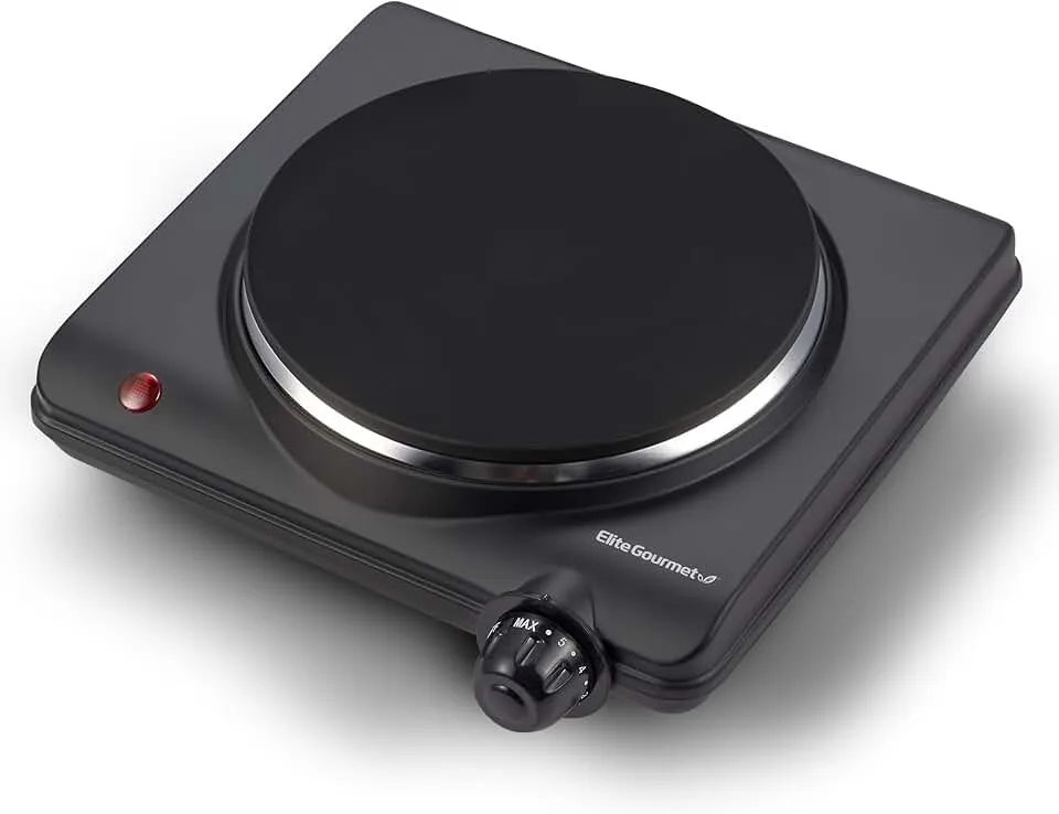 Elite Gourmet Electric Burner, 1000W Cast Iron Hot Plate, 7 Heat Settings
