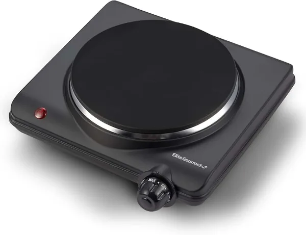 Elite Gourmet Electric Burner, 1000W Cast Iron Hot Plate, 7 Heat Settings