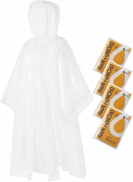 SaphiRose Disposable Adult Rain Ponchos Clear Emergency Raincoat