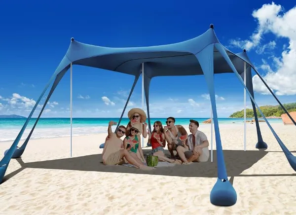 Osoeri Beach Tent, Camping Sun Shelter UPF50+ with 8 Sandbags, Sand Shovels, Ground Pegs & Stability Poles, Ou