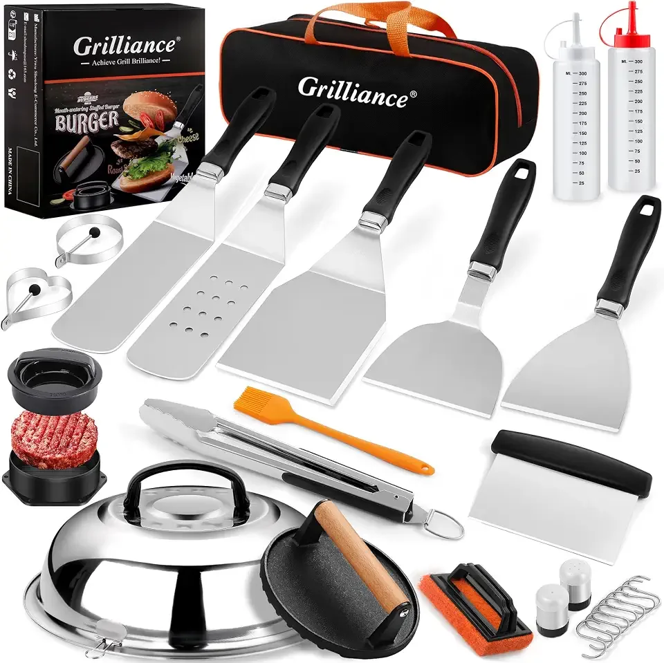 Grilliance 27pcs Griddle Accessories Kit for Blackstone, Professional Hibachi Flat Top Grill Tools, Enlarged S