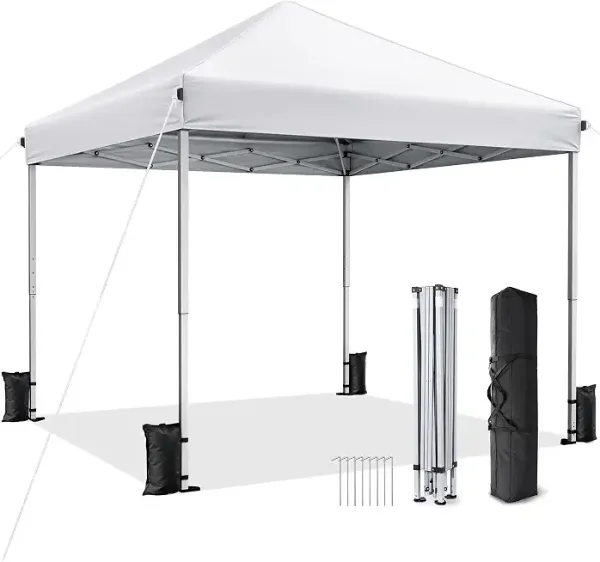 10x10 Pop Up Canopy Tent with One-Push Center Lock,White