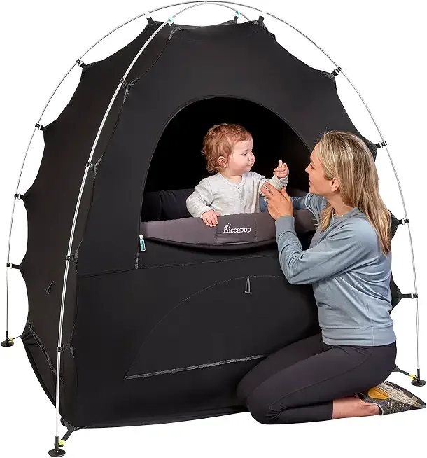 Hiccapop Blackout Tent for Pack and Play Blackout Cover Blocks 99% of Light